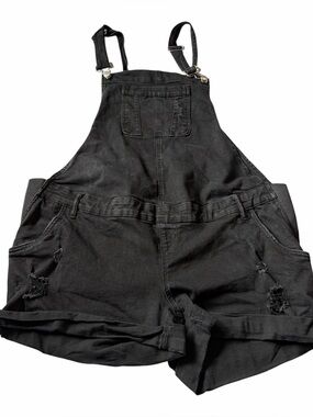 Indigo Blue Black Denim Overalls-Size XL-Five Pockets